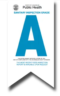 Public Health sanitary inspection grade of an A.