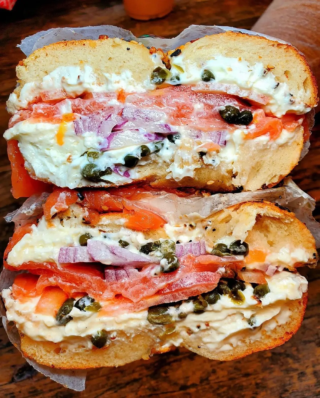 Utopia lox and cream cheese bagel