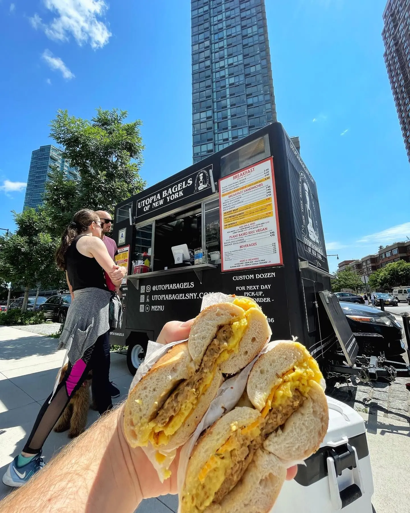 Utopia Bagel truck's sausage, egg, and cheese sandwich