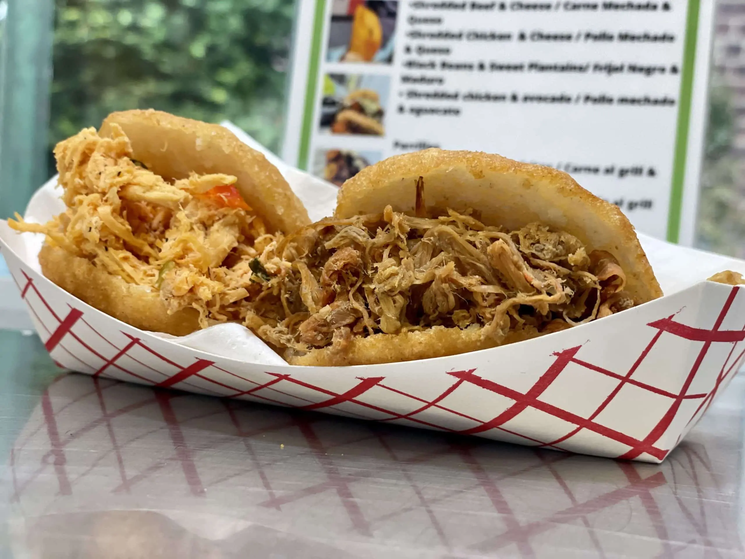 Shredded Beef & Chicken Arepas from Venezuelan Food Truck