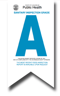 Public Health sanitary inspection grade of an A.