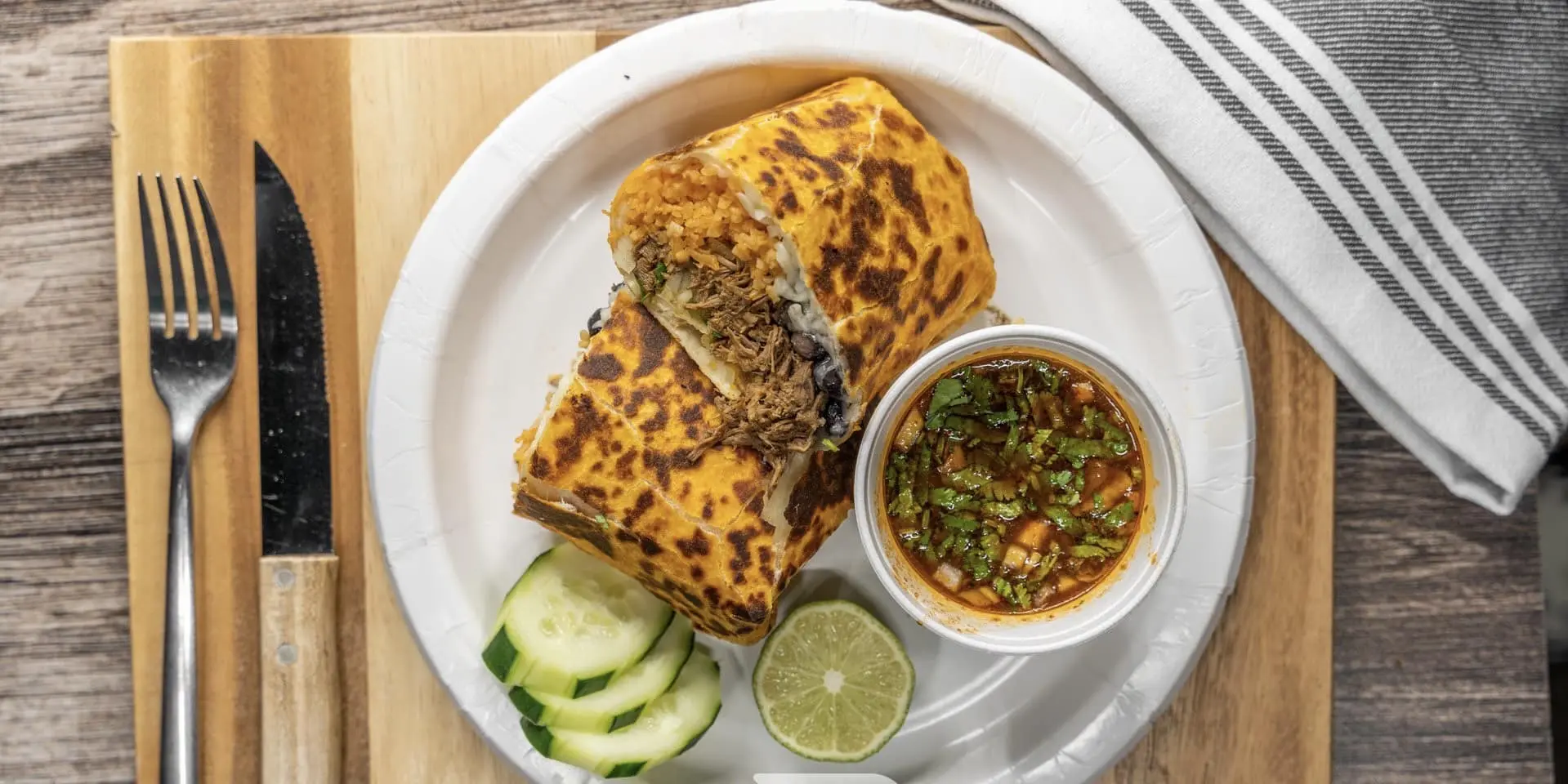 birria burrito with dipping broth