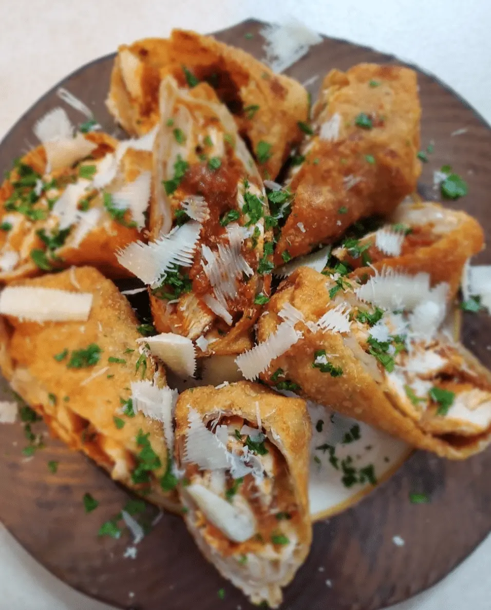 Rescue Rolls Chicken Parm Egg Roll